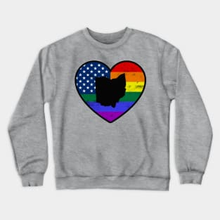 Ohio United States Gay Pride Flag Heart Crewneck Sweatshirt